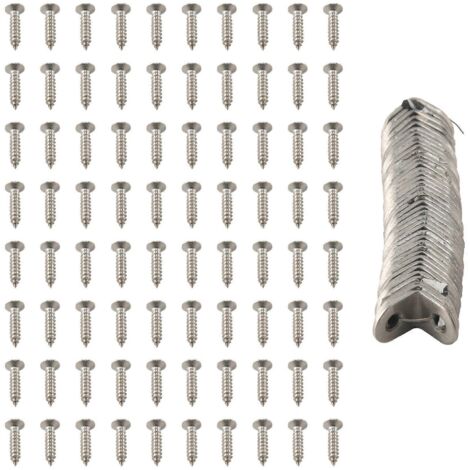 40 équerres d'angle en L avec 80 vis, pour meubles et armoires en bois. (1/5)