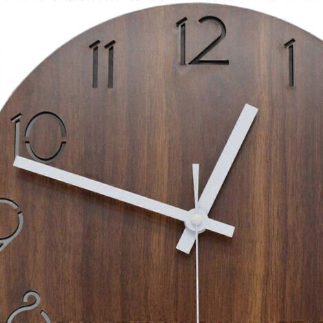 Horloge murale ronde décorative en bois, style vintage, chiffres arabes, 12 pouces. (1/5)