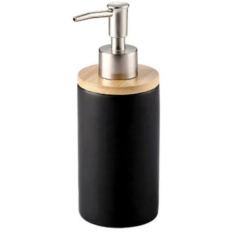 Distributeur de savon en céramique 400 ml, style nordique, pour la cuisine et la salle de bain - Noir - (1/5)