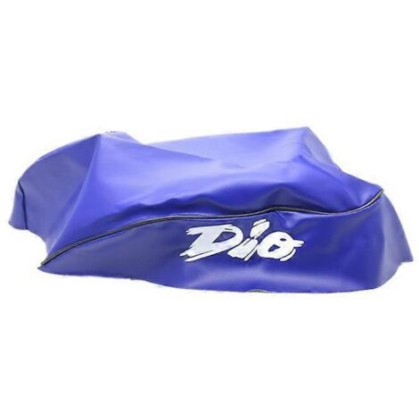 Housse de selle de moto en similicuir bleu-- (1/5)