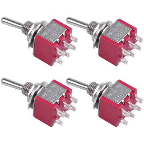 4 interrupteurs à bascule DPDT ON/OFF/ON à 6 broches, 250 V CA 2 A / 120 V 5 A (1/5)