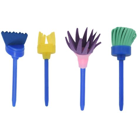 Pinceaux en éponge pour enfants, lot de 4 outils de peinture pour l'apprentissage précoce -- (1/4)