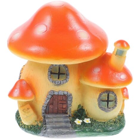 Statue miniature, statue de maison de fée en résine, orange (1/5)