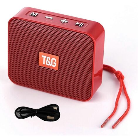 Enceinte Bluetooth sans fil 166, compatible USB, carte TF, radio FM, rouge (1/5)