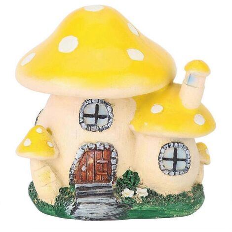 Statue miniature, statue de maison de fée en résine pour jardin féérique, jaune-- (1/5)
