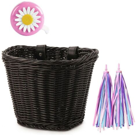 1 Ensemble de paniers en rotin tressé pour guidon de vélo, accessoires noirs -- (1/5)