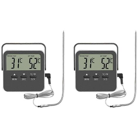 Thermomètre alimentaire avec alarme de température de cuisson, affichage LED, noir. (1/5)
