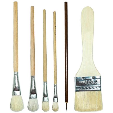 Lot de 6 pinceaux à peindre, pinceaux à glacis pour poterie, pinceaux en laine pour aquarelle -- (1/5)