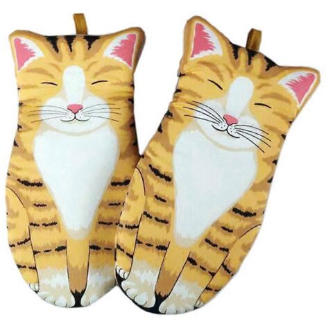 Gants de cuisine A-Cotton avec motif chat mignon et griffes de chat, gants anti-brûlure pour micro-ondes (1/5)