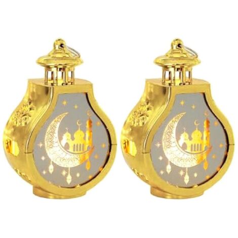 Lot de 2 lanternes Ramadan vintage dorées pour bougies, décoration intérieure. (1/5)