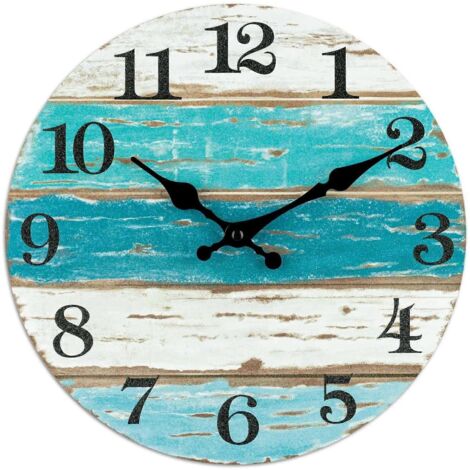 Horloges murales bleues à thème plage, à piles, pour la maison, 25 cm (10 pouces) - (1/5)