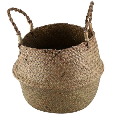 Panier en osier de jonc de mer, en rotin pliable et suspendu, tissé, taille L-- (1/5)
