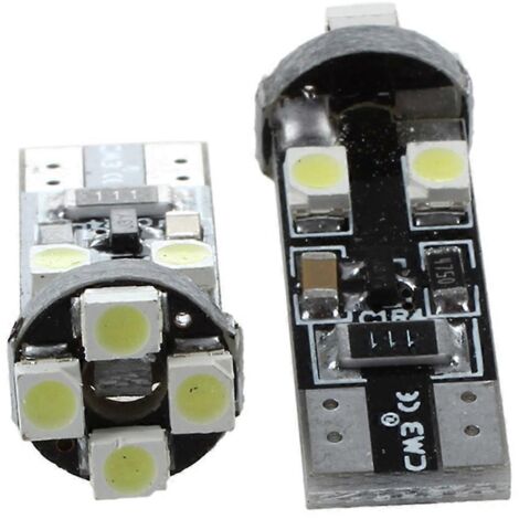 2 ampoules LED blanches T10 W5W CANBUS sans erreur, 8 SMD, culot à baïonnette, 12 V (1/4)
