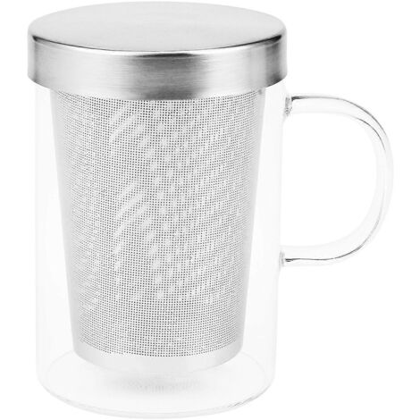 Mug de voyage en verre résistant à la chaleur de 500 ml avec infuseur à thé et couvercle - (1/5)