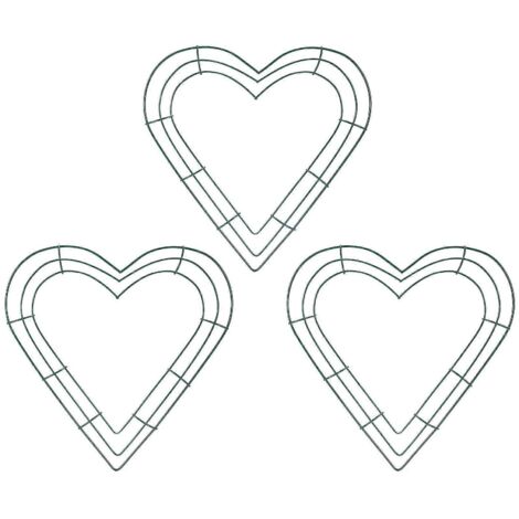 Lot de 3 couronnes en forme de cœur de 30 cm (12 pouces) avec cadre en fil de fer pour la maison (1/5)