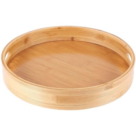 Plateau de service rond en bambou avec poignée, plateau de rangement n° 2 (1/5)