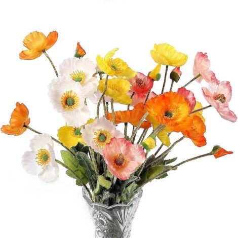 Lot de 8 bouquets de fleurs artificielles en soie pour la décoration intérieure.