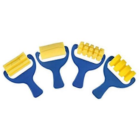 Ensemble de 4 pinceaux à peinture en éponge pour enfants (rouleau, pinceau, bricolage)