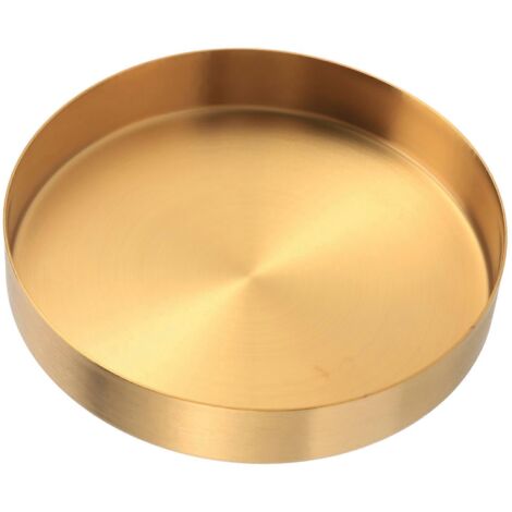 Plateau rond doré, plateau décoratif en métal pour maquillage, organisateur, 12,5 cm (4,9 pouces) (1/5)