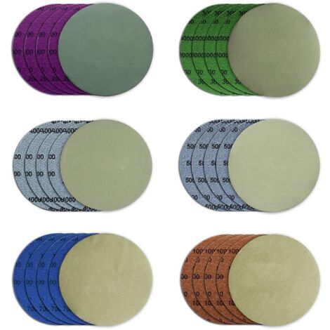 Disques de ponçage de 12,7 cm (5 pouces) à fixation auto-agrippante, 30 feuilles de papier de verre, pour ponceuse orbitale. (1/5)