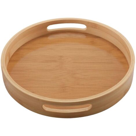 Plateau de service rond en bambou avec poignée, plateau de rangement n° 1 (1/5)