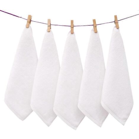 Lot de 7 serviettes en coton blanc de qualité hôtelière, douces pour le visage et les mains, 30 x 30 cm. (1/5)