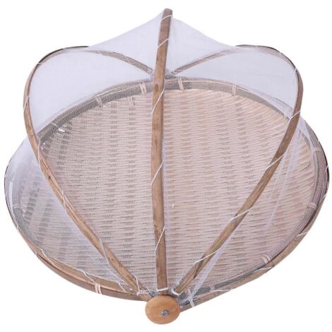 Panier de pique-nique en bambou tressé à la main, anti-insectes et anti-poussière -- (1/5)