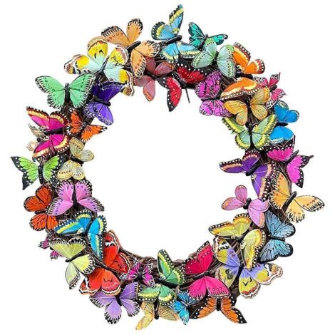 Décoration de Pâques, couronne de papillons pour porte d'entrée, pour décoration intérieure et extérieure. (1/5)