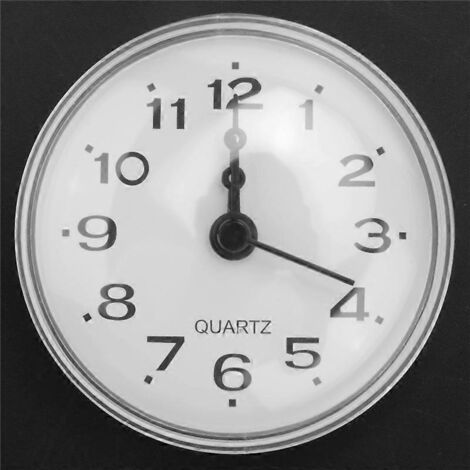 Horloge murale étanche de 7 cm pour cuisine, salle de bain et douche, à ventouse, noire. (1/5)