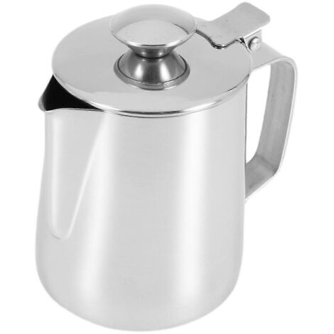 Pichet à lait en acier inoxydable de 350 ml avec couvercle pour café expresso (1/5)