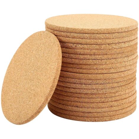 Lot de 20 sous-verres en liège pour boissons, absorbants, résistants à la chaleur et réutilisables. (1/5)