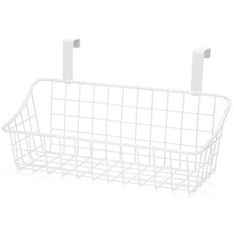 Panier avec crochet, à suspendre derrière une porte ou sur une rambarde, blanc. (1/5)