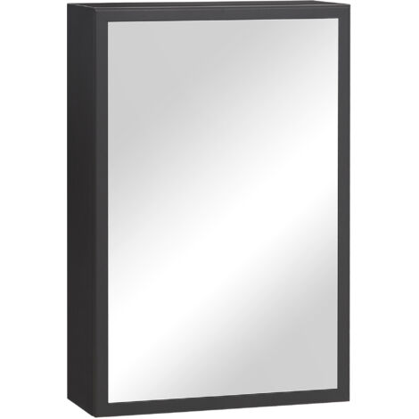 Armoire à miroir suspendue moderne 3 étagères noire 40x15x60 cm pour salle de bain et rangement gain de place (1/5)
