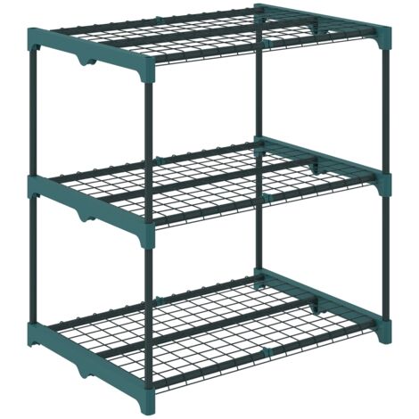 Support de plantes 3 étages, 72 cm de hauteur, étagère à fleurs pour intérieur et extérieur, en acier vert foncé (1/5)