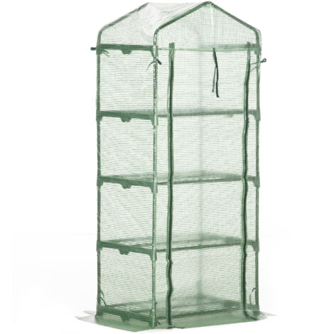 Serre en film plastique 70x50x160cm avec 4 étagères pour plantes, châssis de jardin vert, idéal pour les amateurs de jardinage (1/4)