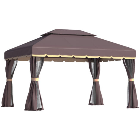 Abri de jardin Outsunny 390 x 290 x 280 cm avec 4 panneaux latéraux, tente de jardin résistante aux intempéries, tente de fête avec moustiquaire en aluminium et polyester (1/5)