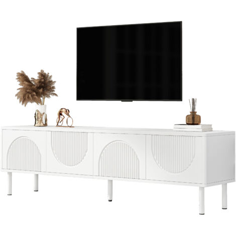 Tablette TV moderne 180 cm avec rangement, surface mate & gestion des câbles – design minimaliste pour salon, chambre ou couloir (1/5)