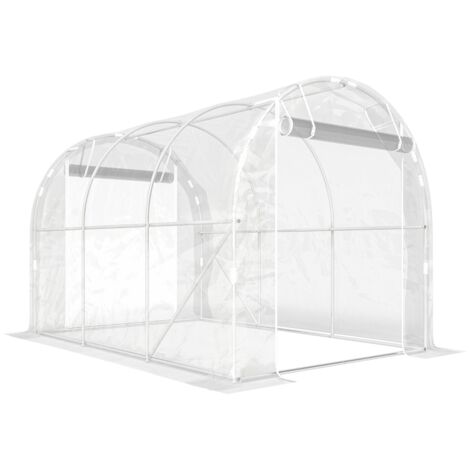 Serre tunnel, serre de jardin avec armature en acier galvanisé et couverture PE résistante aux UV, transparente (1/5)