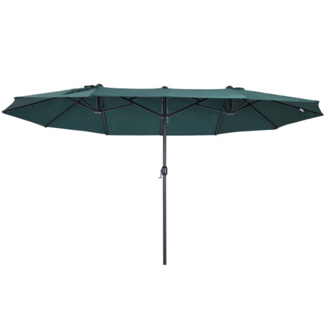 Parapluie de Jardin, Parasol de Marché, Double Parasol de Terrasse avec Manivelle Vert Foncé Ovale 460 x 270 x 240 cm (1/5)