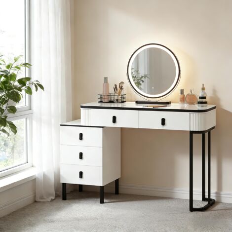 Bureau de bureau chic, table de maquillage avec tiroir, bureau élégant (table de maquillage uniquement) (1/5)