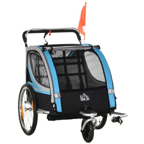 Attelage Universel pour Remorque Enfant, Poussette, Harnais 5 Points, Acier, Bleu, 142 x 75 x 101 cm (1/5)