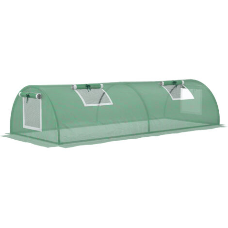 Outsunny Mini-tunnel de jardin en serre, PE vert 200x80x45cm, avec fenêtres en maille, anti-UV, idéal pour plantes de jardin. (1/5)