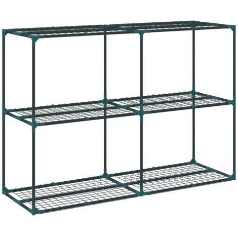 Support de plantes 3 niveaux, 100 cm de haut, étagère à fleurs avec plateaux, en acier vert foncé (1/5)