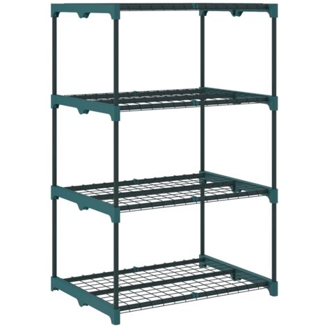 Étagère à plantes 4 niveaux, 105 cm de hauteur, support de fleurs pour intérieur et extérieur, étagère en acier vert foncé (1/5)