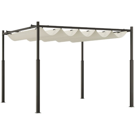 Outsunny Pergola 3x3m, tonnelle de jardin en métal, toit réglable, autoportante, protection UV 30+, pour terrasse et jardin, blanc crème (1/5)