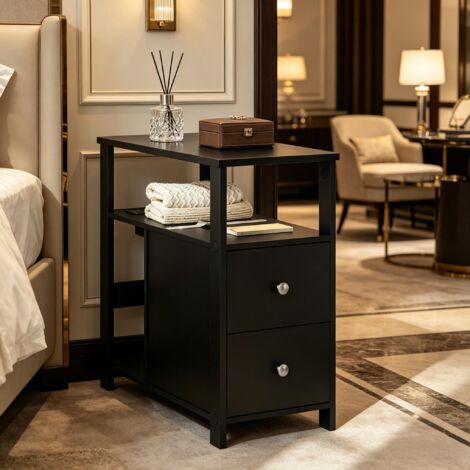 Table basse étroite moderne, table d'appoint avec prise électrique (1 pièce) (1/5)