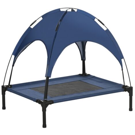 Lit pour animal avec baldaquin, lit pour chien pliable, résistant aux intempéries, bleu (1/5)