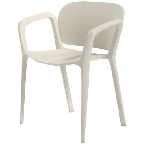 Lot de 4 chaises de jardin résistantes aux intempéries, en plastique, empilables avec accoudoirs et dossier, support jusqu'à 120 kg. (1/5)