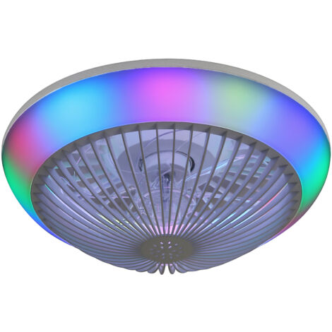 Ventilateur de plafond 15" avec lumière LED RGB, commande par application – 7 pales transparentes en ABS, silencieux, 3 couleurs + changement RGB, gradation, minuterie (1/2/4h) (1/5)