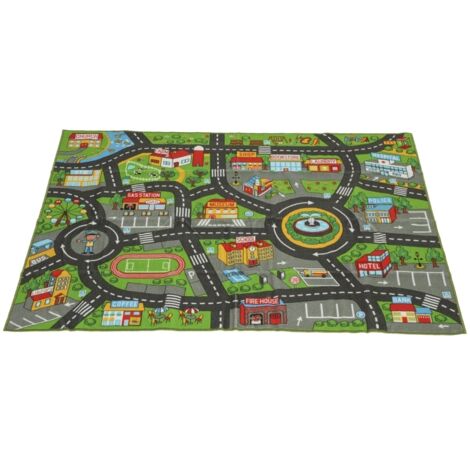 Tapis d'éveil bébé 200x150x0,5cm, antidérapant, motif ville, pour chambre enfant (1/5)